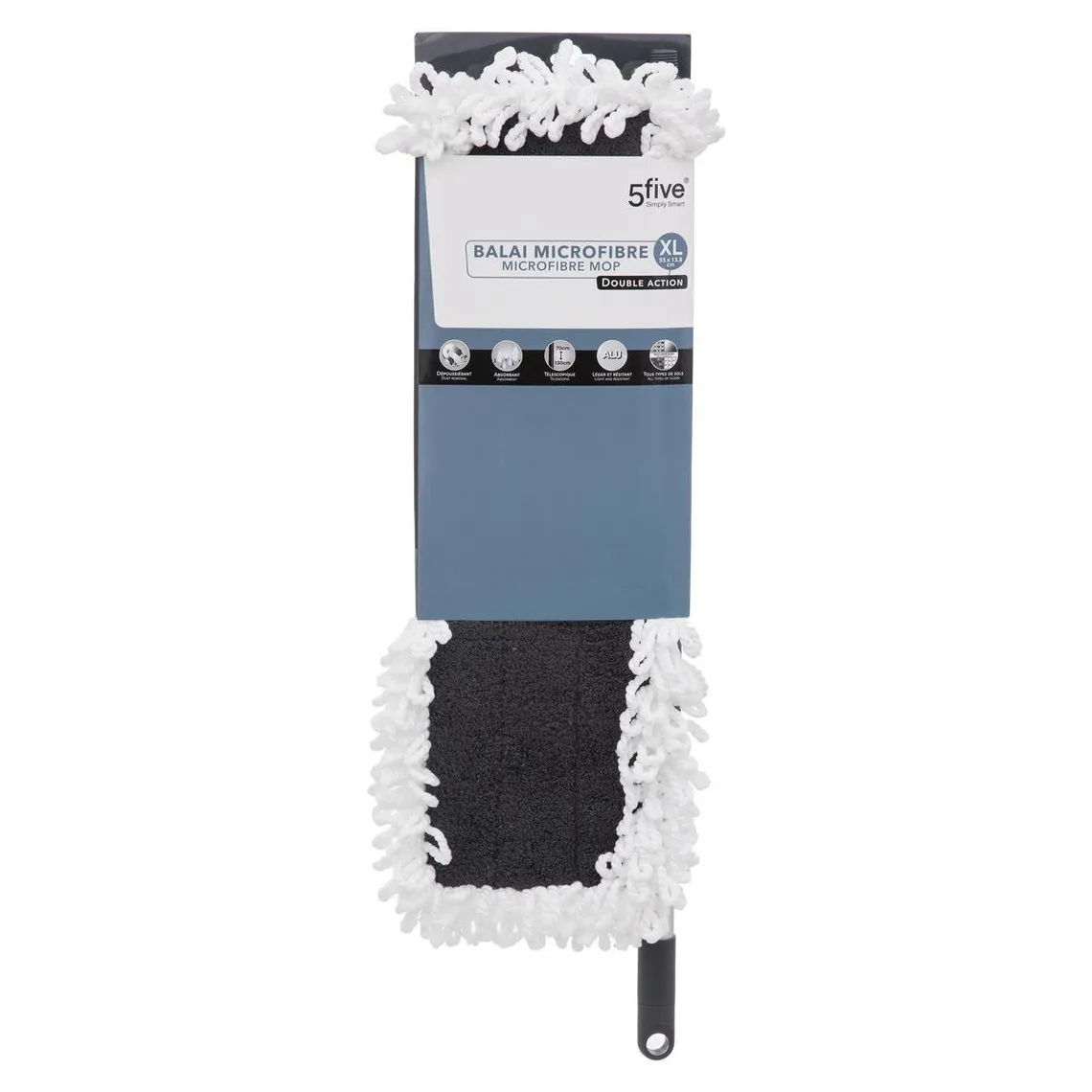 Balai télescopique microfibre 2 en 1 XL en aluminium | 3 Suisses