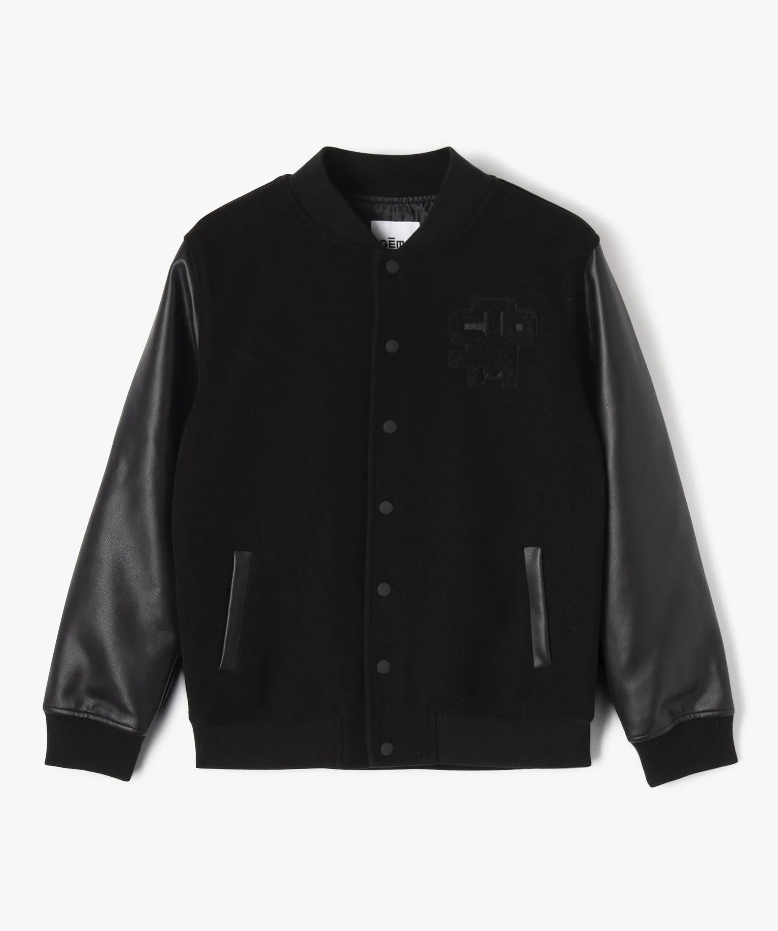 blouson bimatieres avec finitions bord-cote garcon noir vestes manteaux et blousons