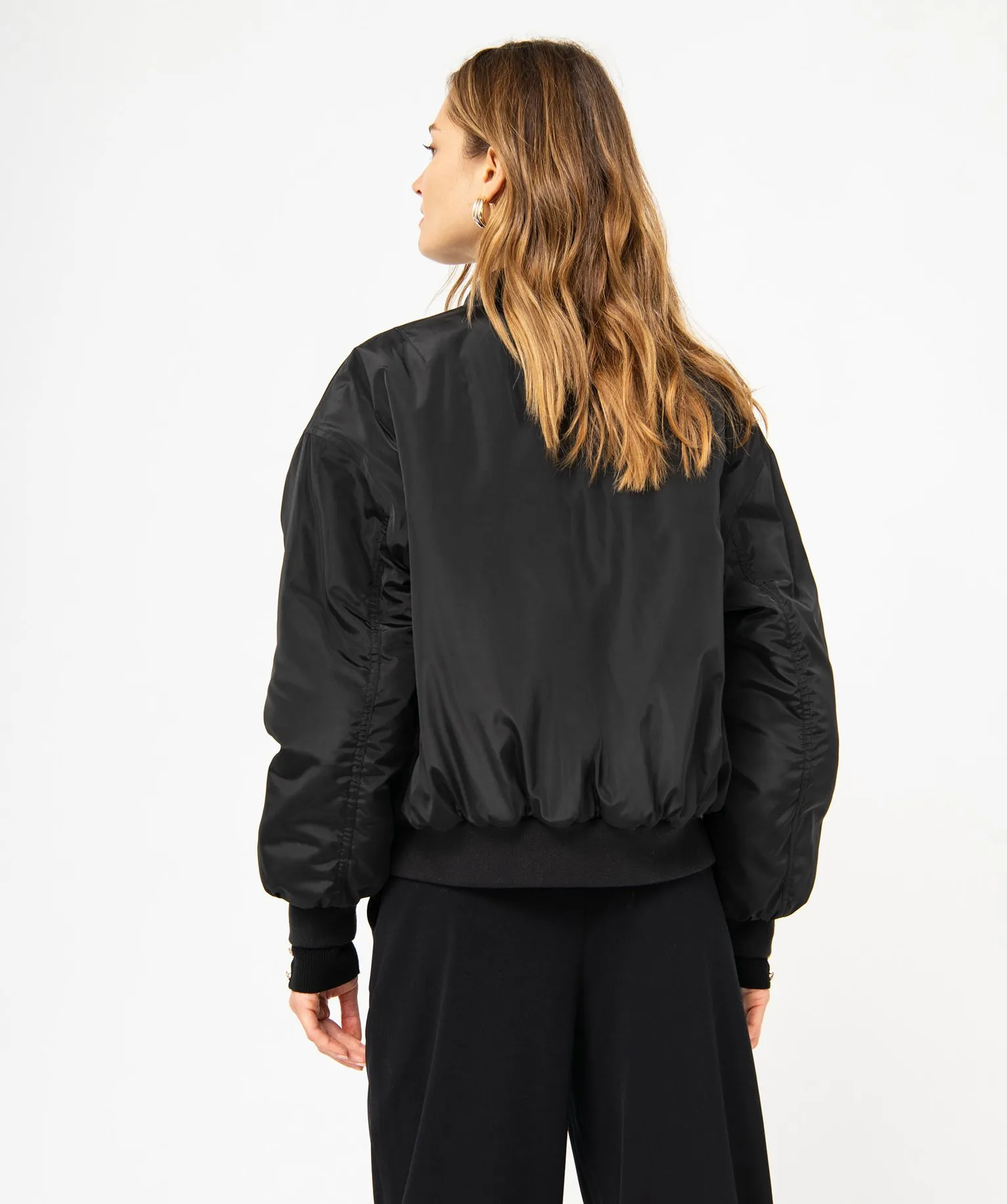 blouson en nylon matelasse femme noir manteaux