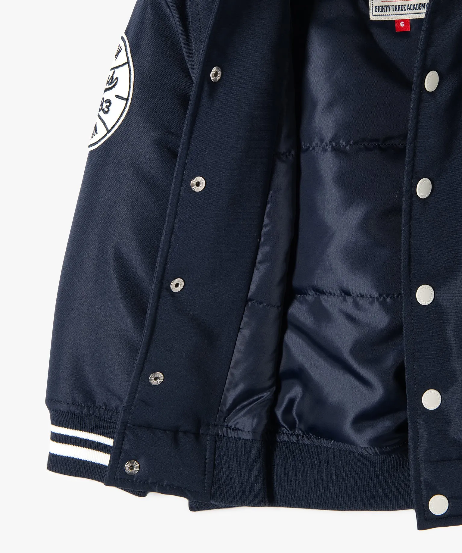 blouson matelasse avec broderie dans le dos garcon - camps united bleu vestes manteaux et blousons