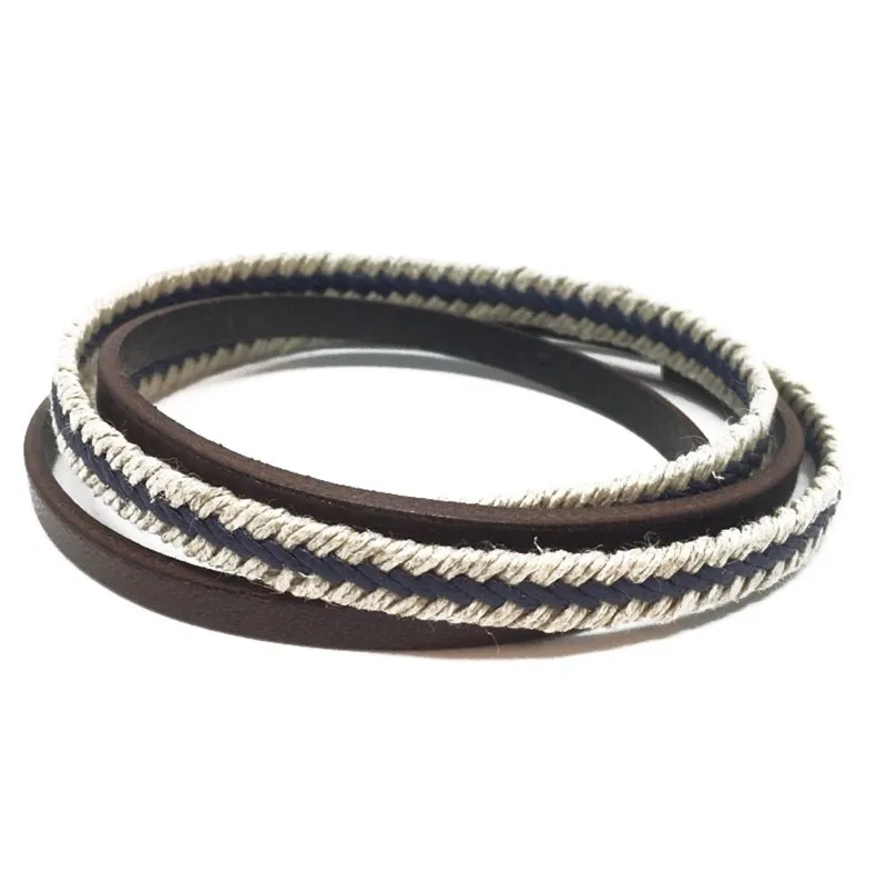 Bracelet homme en cuir Julien Marron - Loop - coquerico