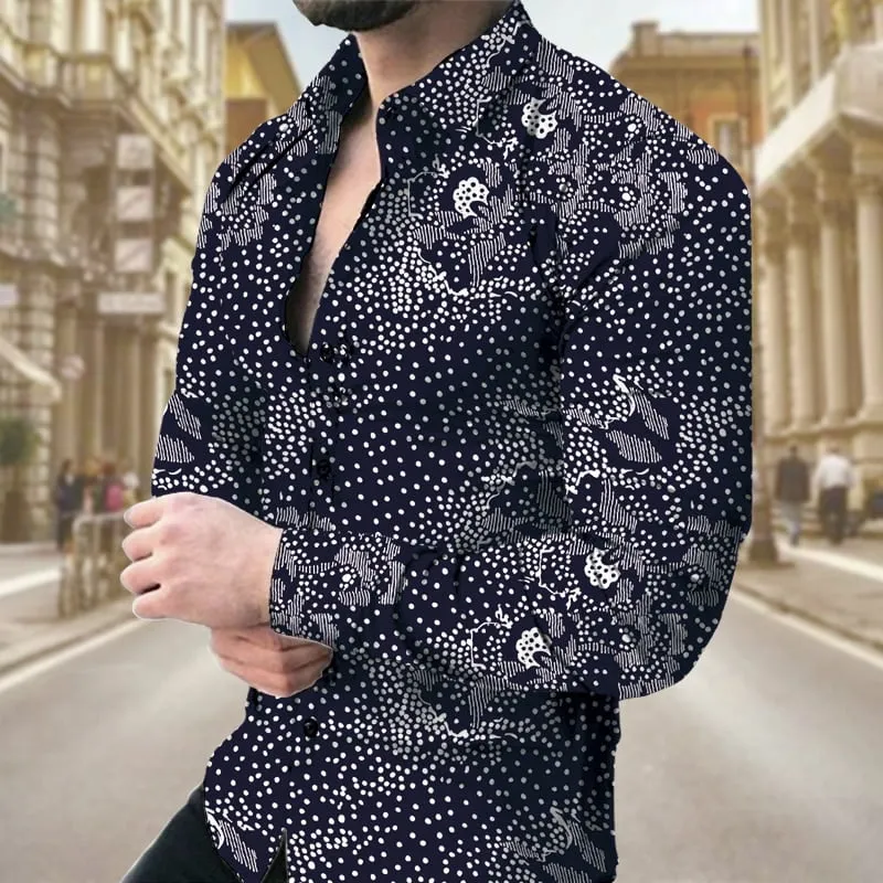 Chemises Confortables Vintage Streetwear Printemps Hommes Mode Pois