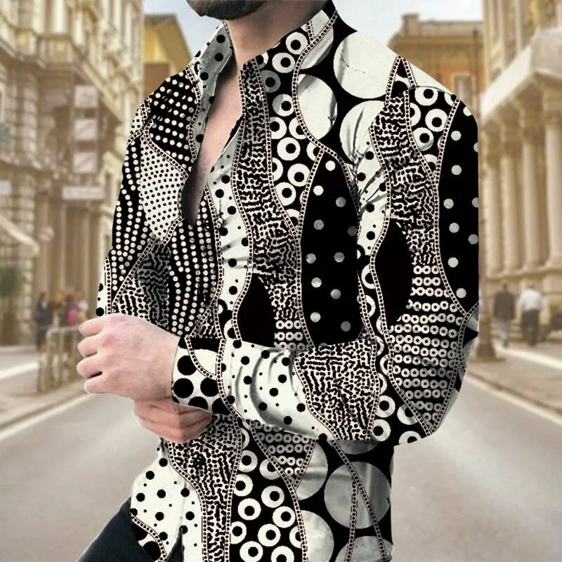 Chemises Confortables Vintage Streetwear Printemps Hommes Mode Pois