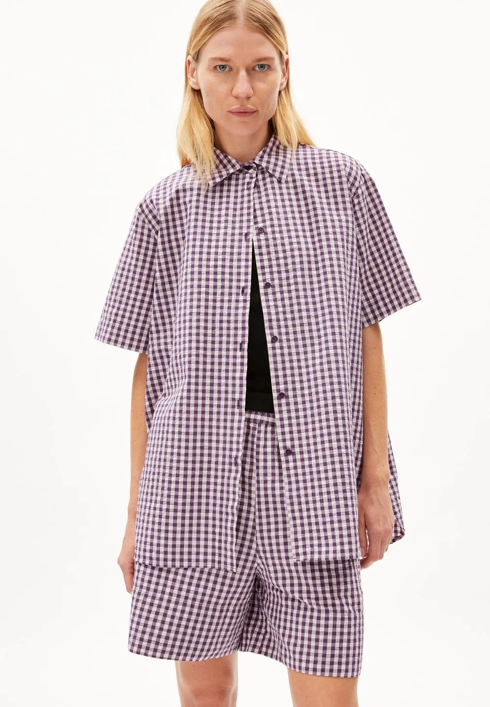 Chemisette ample en coton bio | violet "eassaali vichi blue ash" femme
