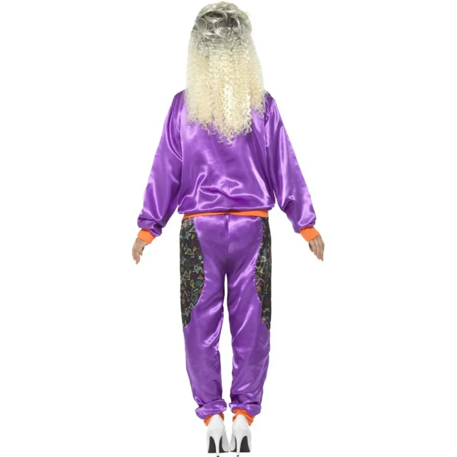Déguisement training rétro violet brillant, femme