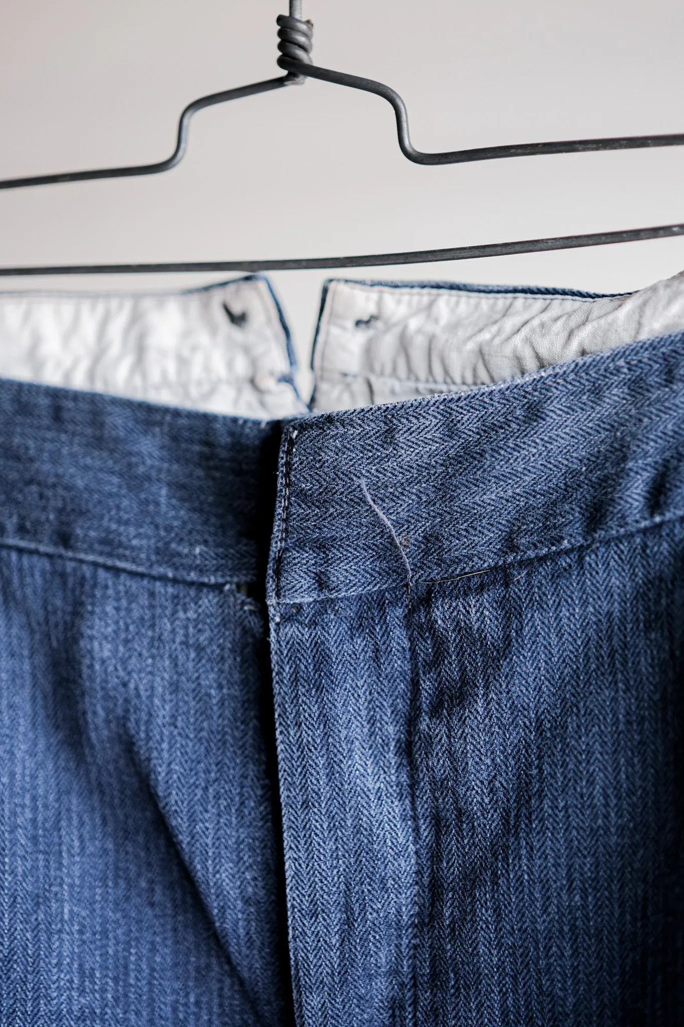 [Début 20e C] Français Vintage Indigo HBT Linon Pantalons de pompiers