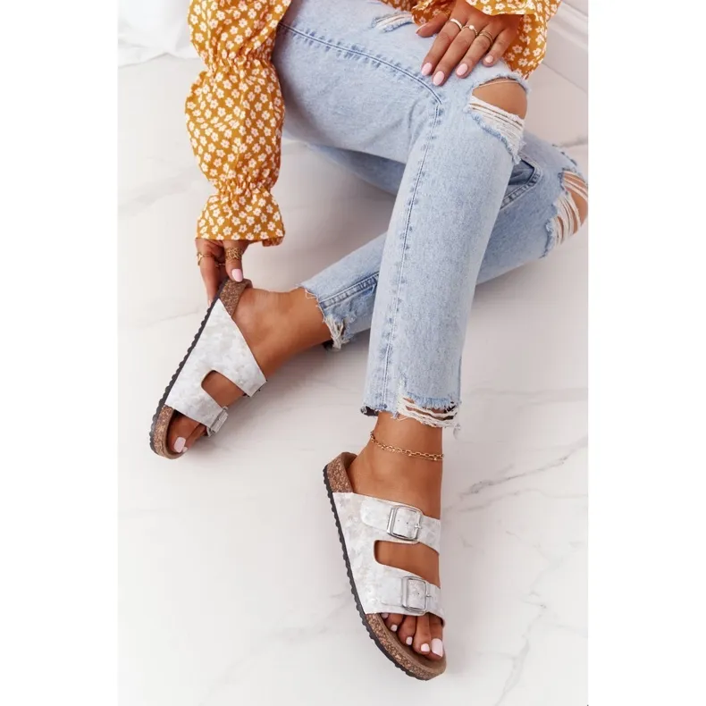EVE Chaussons Femme Avec Boucles Argent Vivio