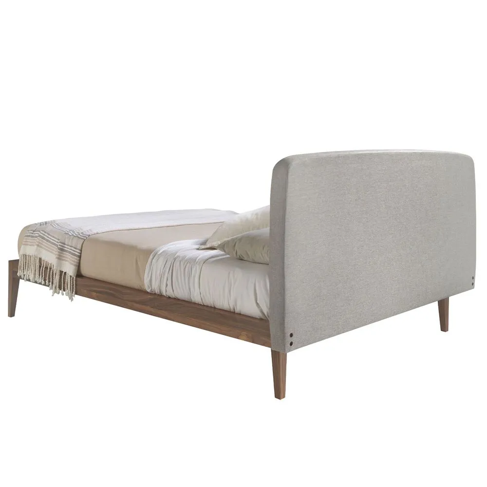 Grey fabric tufted bed