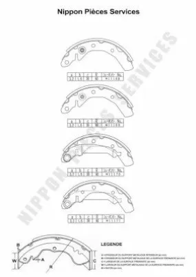 Jeu de mâchoires de frein NIPPON PIECES SERVICES D350O03 