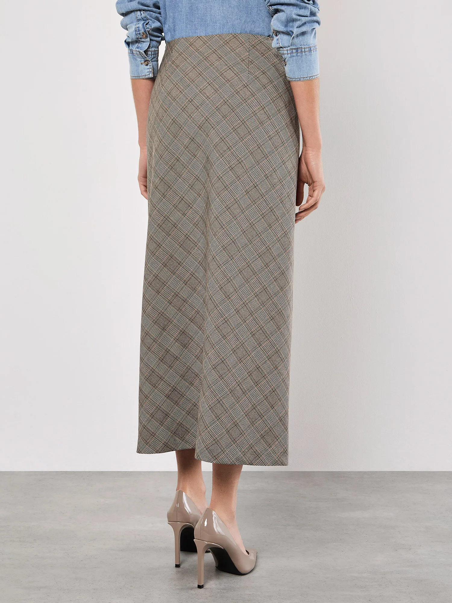 Jupe Longue En Biais À Carreaux Heritage Vêtements Apricot