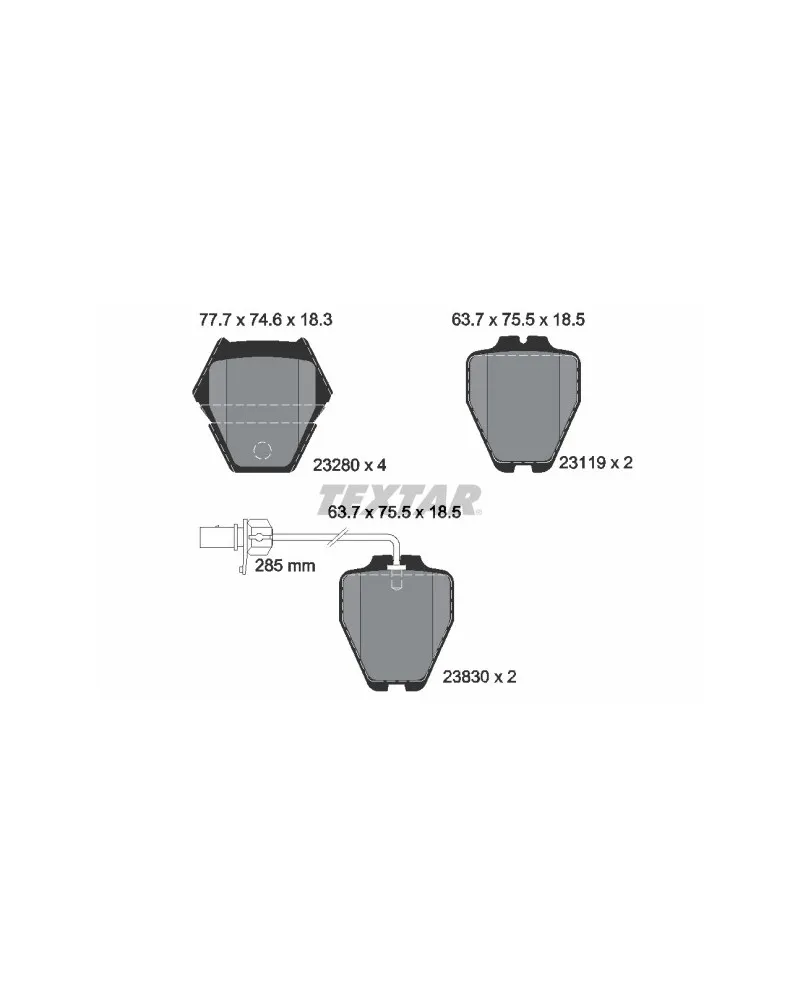 Kit de plaquettes de frein, frein à disque TEXTAR Ref : 2328001