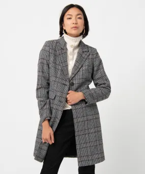 manteau femme a motif pied de poule gris manteaux