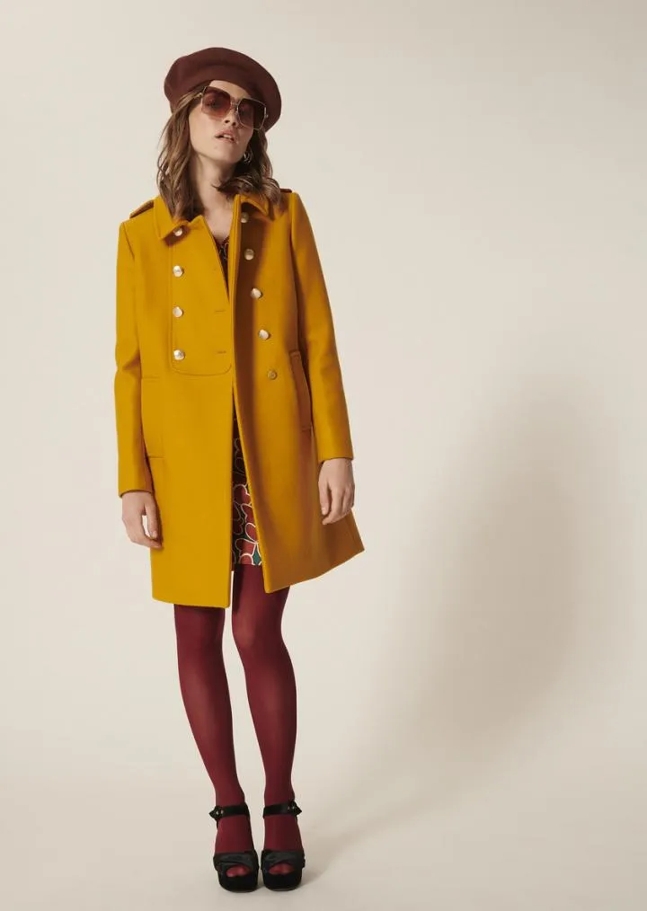Manteaux & Vestes TARA JARMON Femme | Manteau Mure jaune en drap de laine