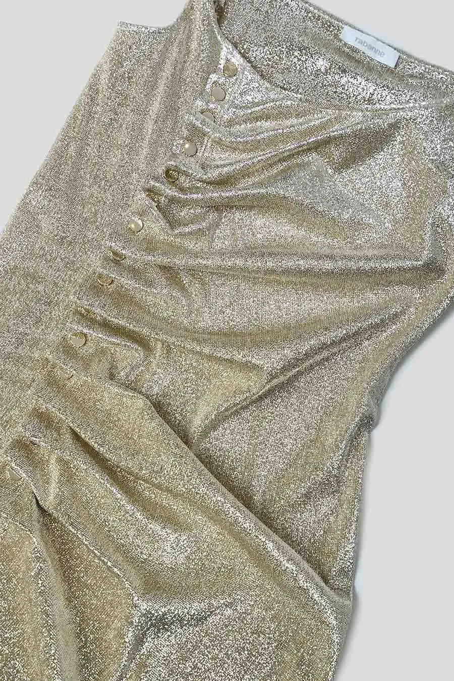 MINI-ROBE SANS MANCHES DRAPE  PRESSION DORE