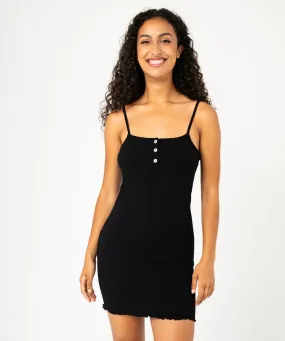 nuisette a bretelles en maille cotelee ajustee femme noir nuisettes chemises de nuit