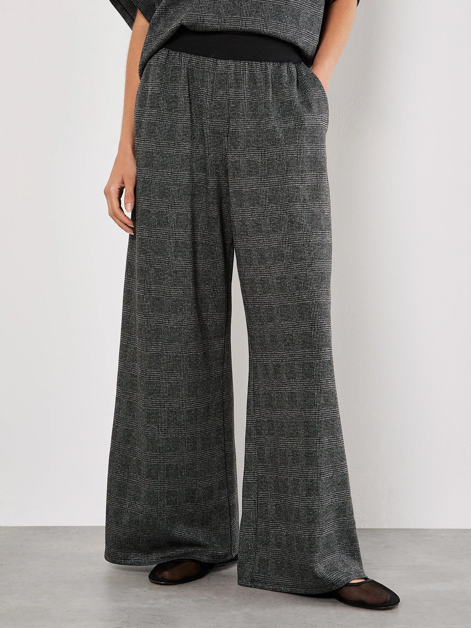 Pantalon Large À Imprimé Carreaux Vêtements Apricot