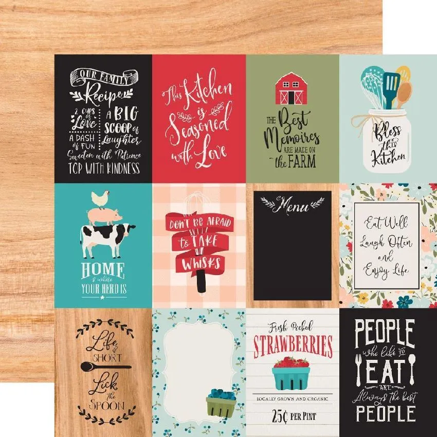 Papier Imprimé Farmhouse Kitchen Journaling Cards 7,5 X 10 Cm