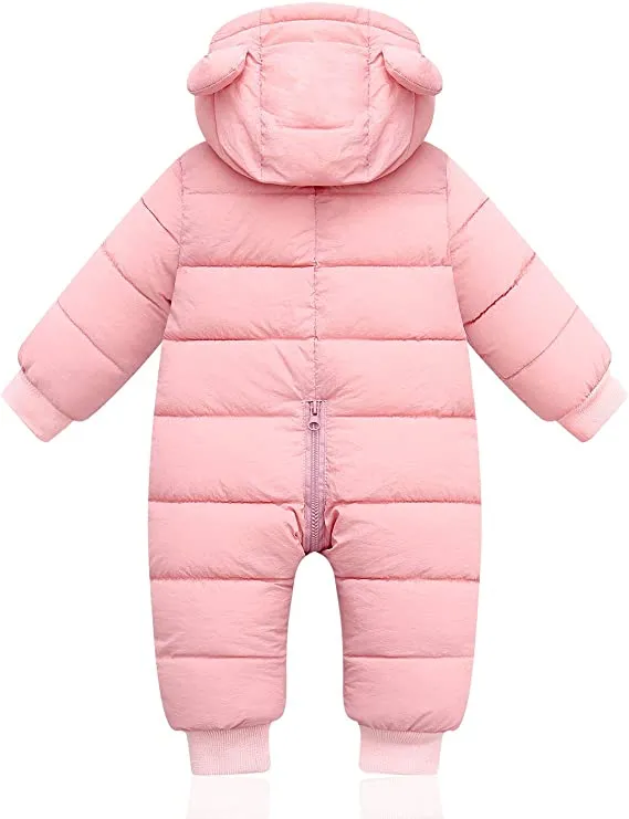 Petite Combinaison d'Hiver pour Bébé avec Oreilles d'Ours Adorables - Combinaison Chaude pour les Mois d'Hiver