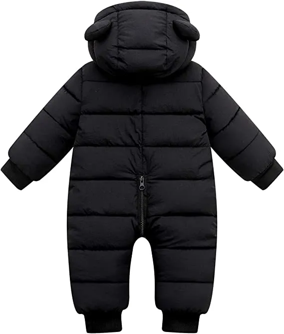 Petite Combinaison d'Hiver pour Bébé avec Oreilles d'Ours Adorables - Combinaison Chaude pour les Mois d'Hiver