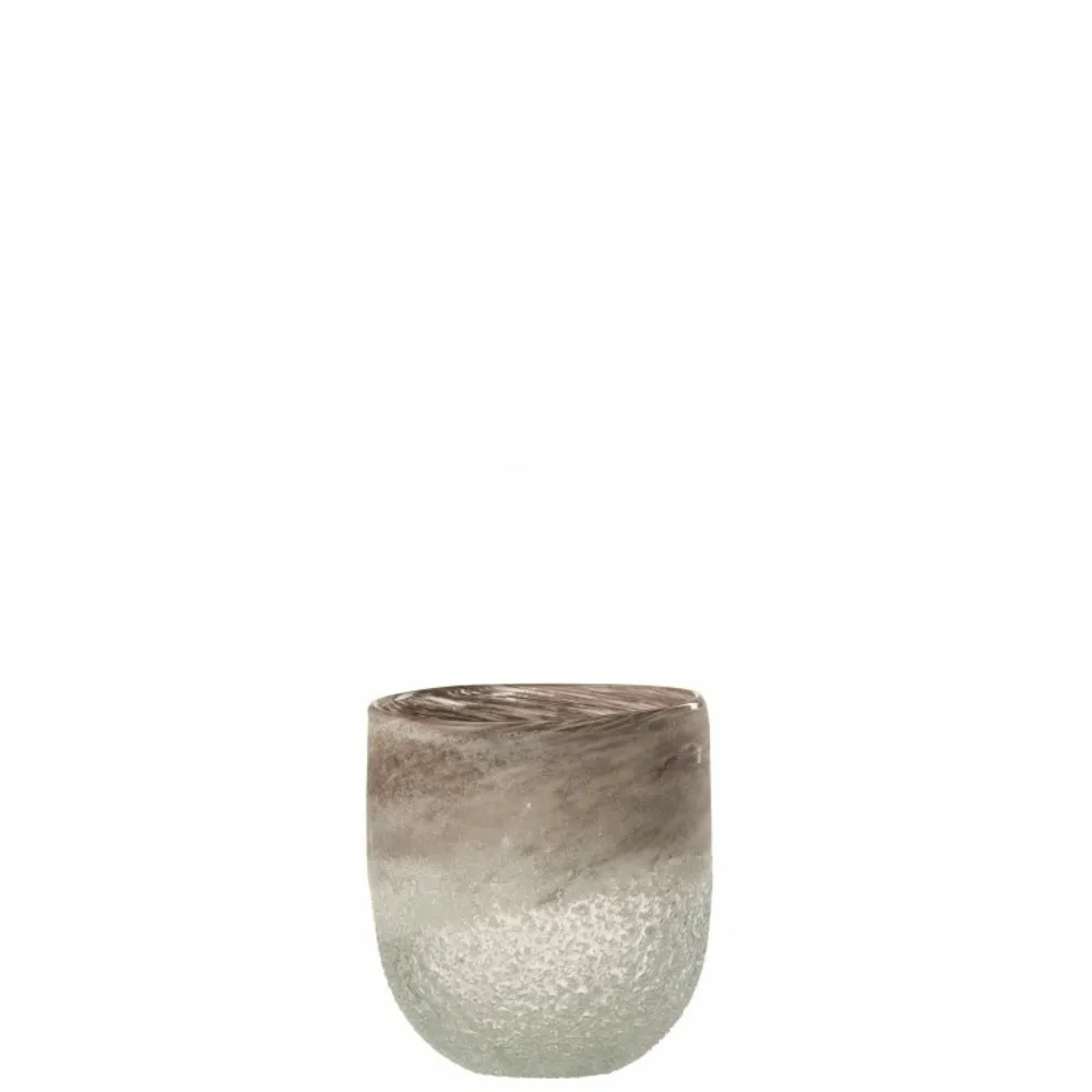 Photophore en verre gris 12.5x12.5x15 cm