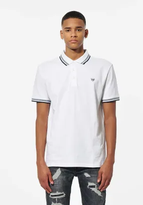 Polo régular blanc Homme avec logo poitrine en 100% coton bio RAYOC White