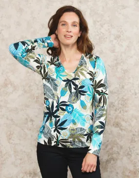 Pull imprimé blanc bleu - Pulls