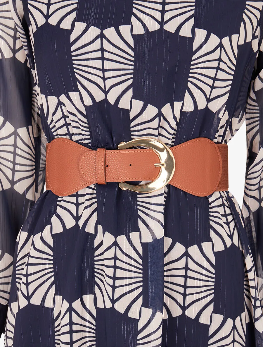 Robe légère en voile lamé imprimé marguerites stylisées - Marine
