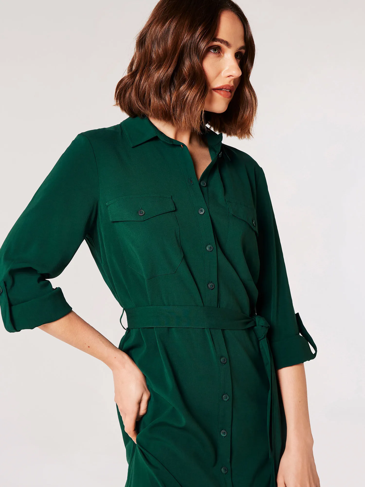 Robe Midi Chemise Utilitaire Vêtements Apricot