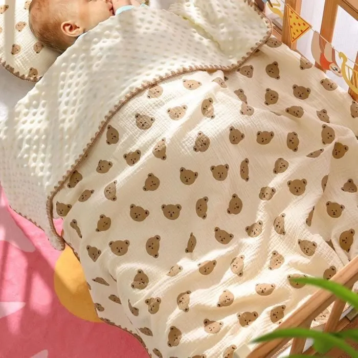 SALALIS couverture pour bébé douce Couverture pour bébé à dos pointillé, mignonne, respirante, literie detachee Conception d