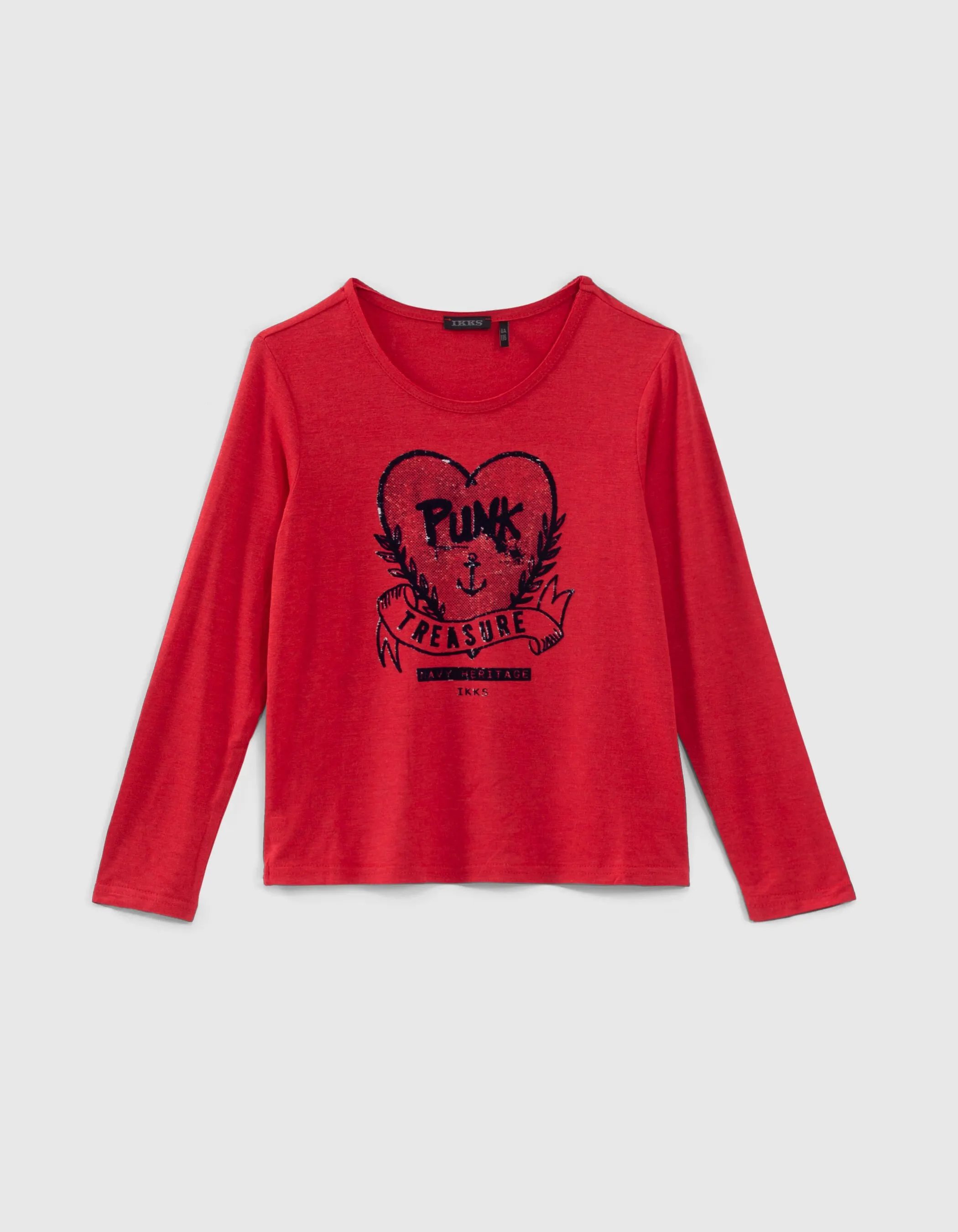 T-shirt rouge clair maxi visuel cœur devant fille