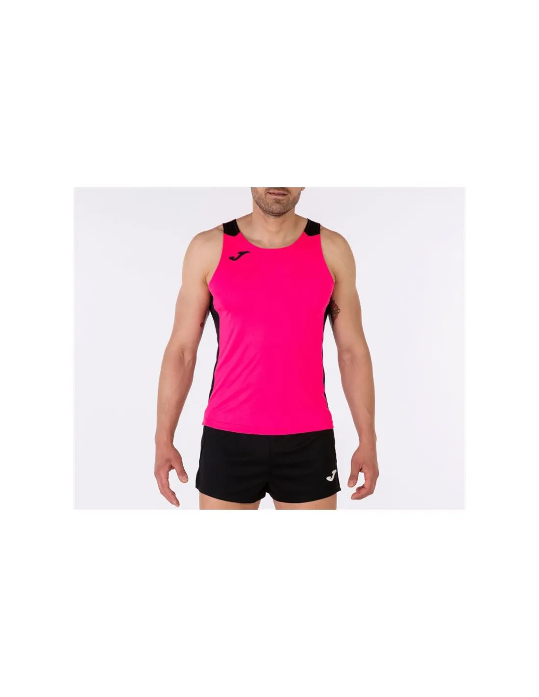 T-shirt Running Homme De Record II Rose fluo Noir