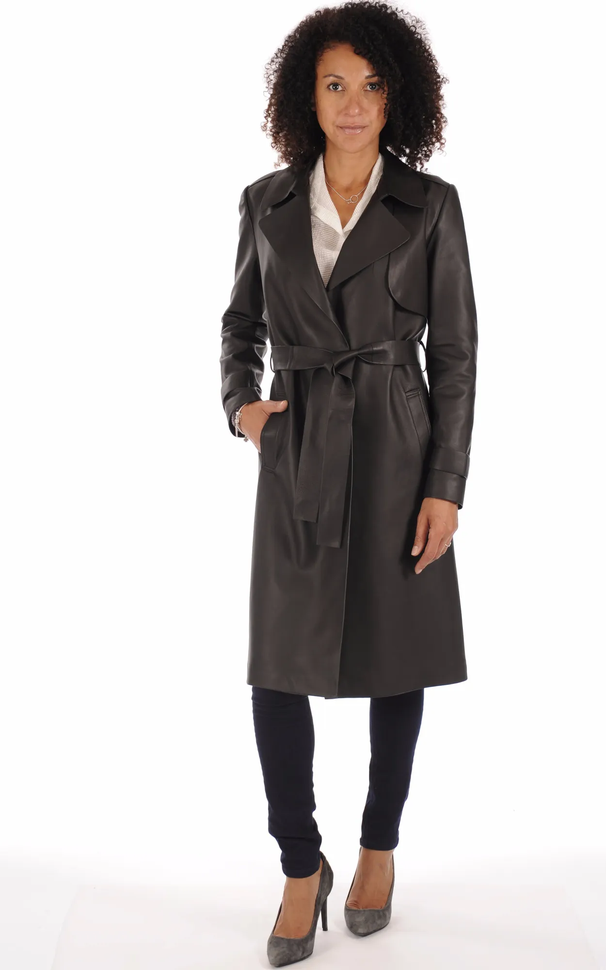 Trench Cuir Noir Femme Giorgio & Mario - La Canadienne - Manteaux et 7/8 Cuir Noir